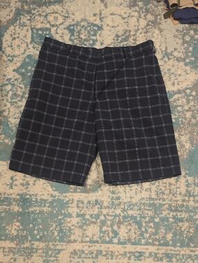Nike Navy Plaid Flat-Front Shorts
